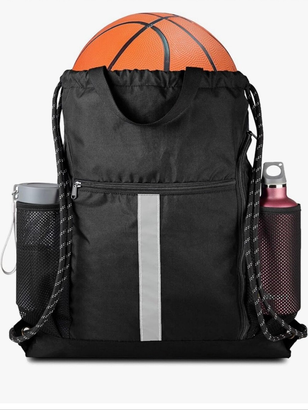 Drawstring Sports Backpack with Reflective Stripe